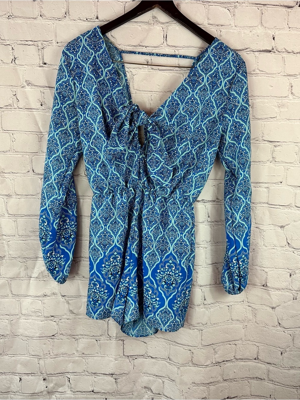 Gianni Bini Long-Sleeve Romper one-piece women S boho festival beach flowy
